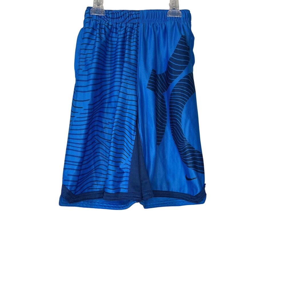 Nike Blue Athletic Shorts with Geometric Pattern Kevin Durant Youth Medium
